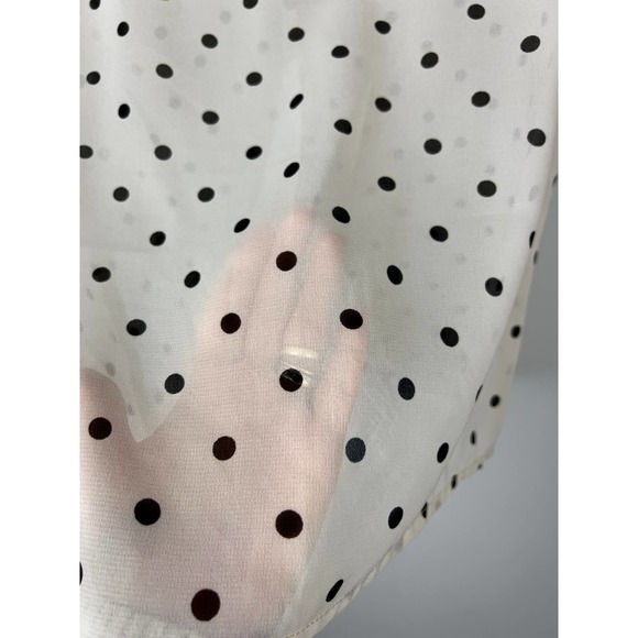 Black and Ivory Polka Dot Short Sleeve Blouse Sz Small - Picture 6 of 8